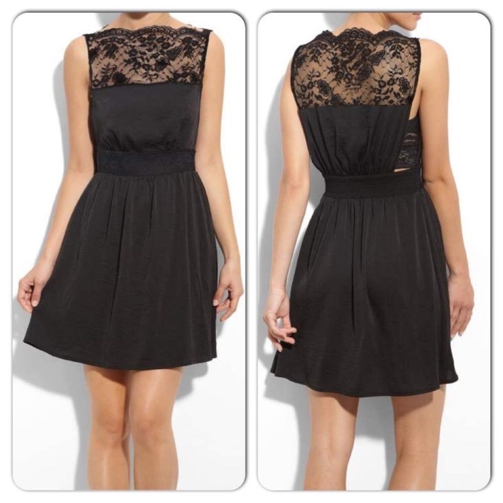 Free People Lace “Tea for Two” black dress small